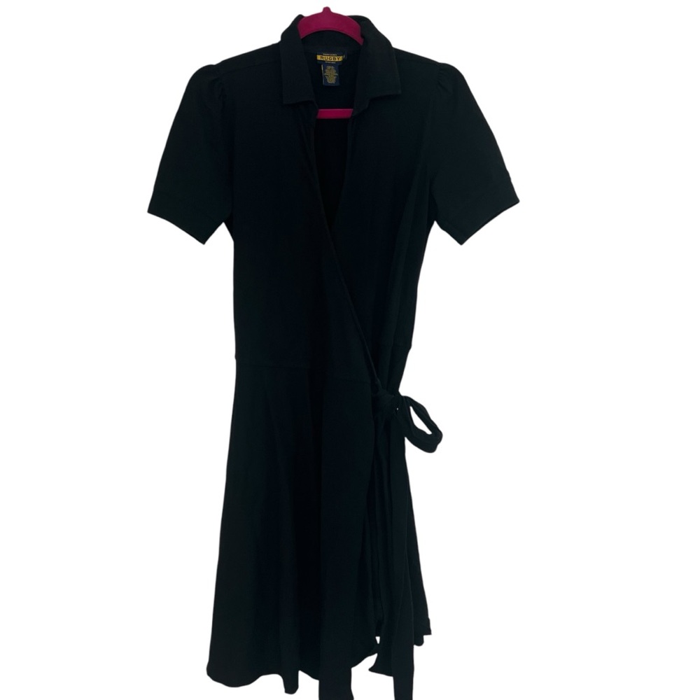 POLO “RUGBY” SHORT SLEEVED COLLARED TRUE WRAP DRESS COTTON PREPPY ACADEMIA SZ: M